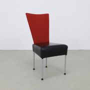 Ensemble de 4 chaises de salle à manger postmodernes bicolores, années 1980