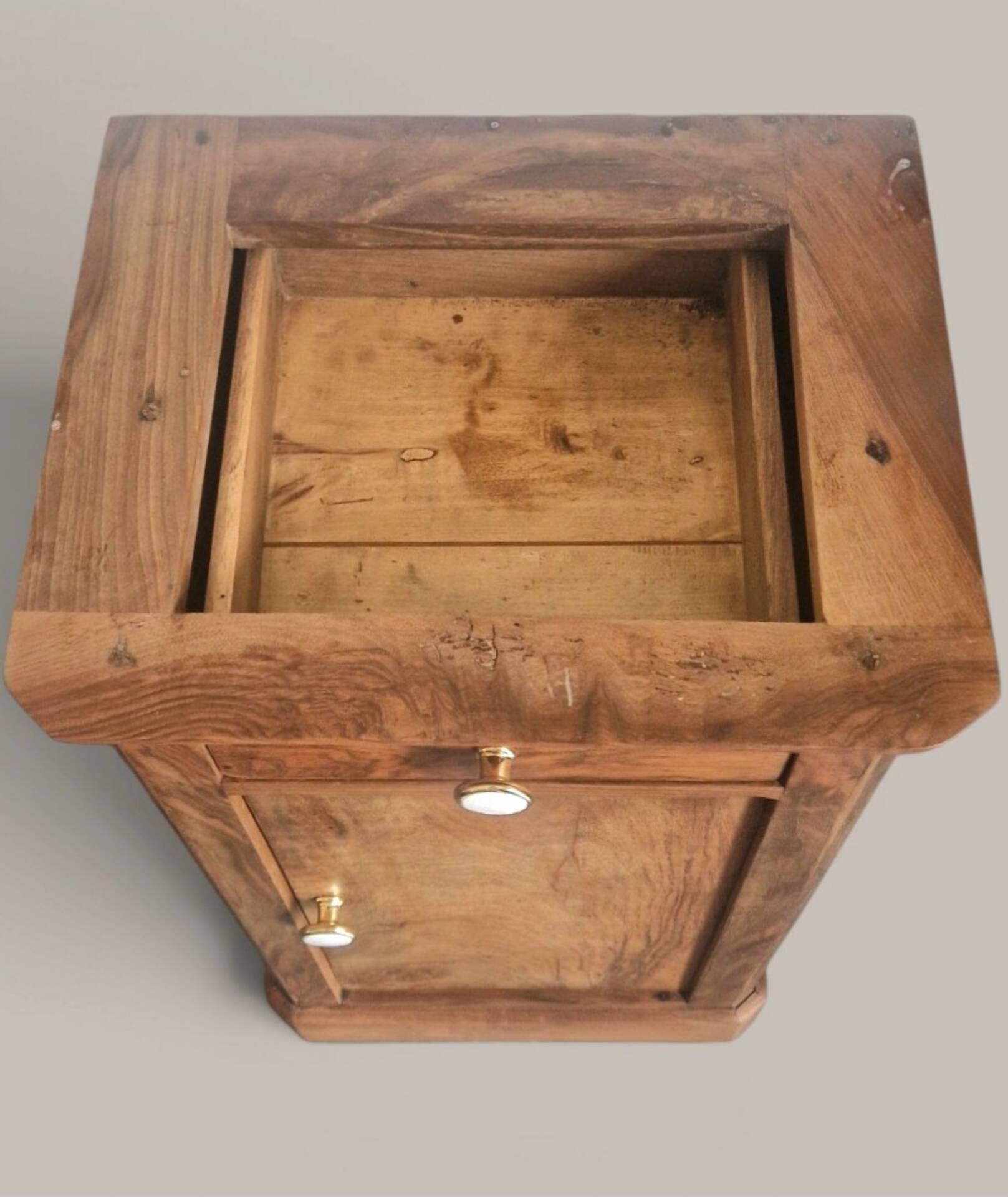 Walnut bedside table with a black marble top – late 19th century.