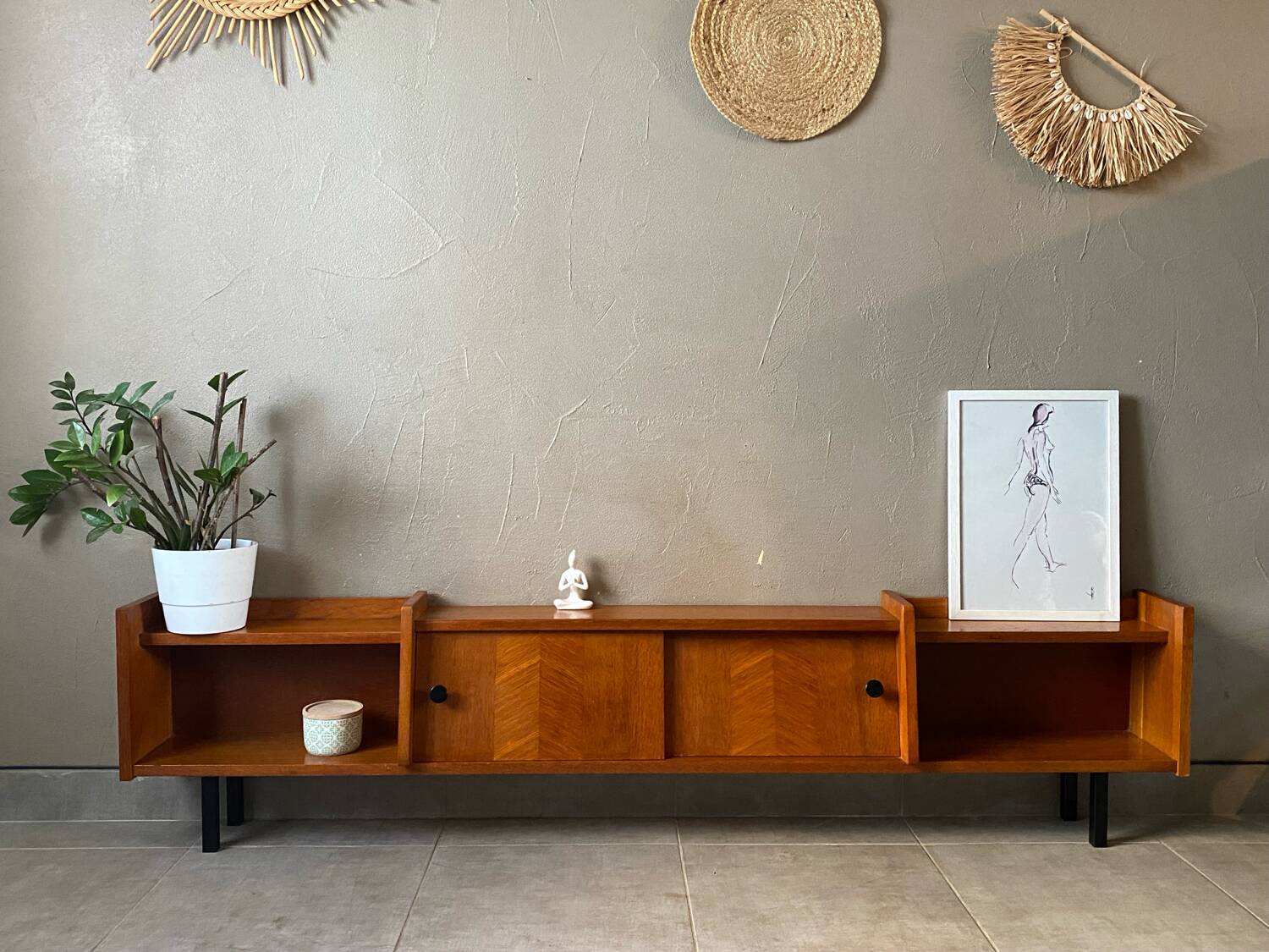 Vintage wooden sideboard from the 60s (shallow)