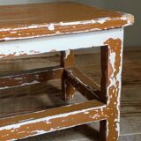 Vintage patinated solid wood side bench
