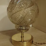 Vintage textured amber moulded globe bedside lamp