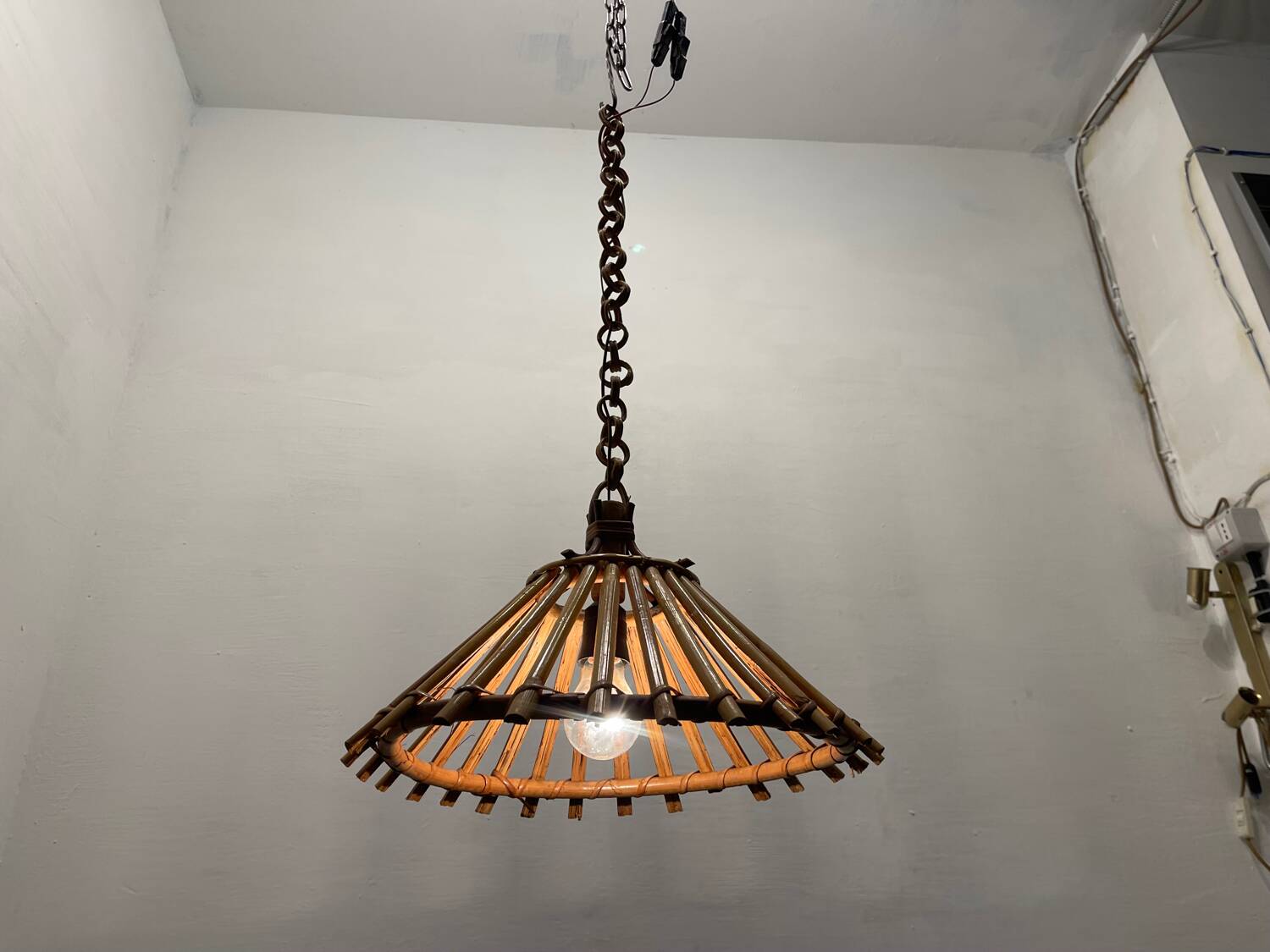 Rattan vintage Light Pendants Set of 2 1960’s