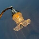 French art nouveau table lamp with transparent glass shade
