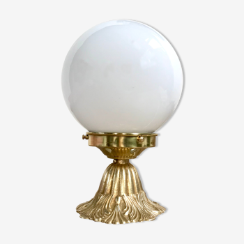 Opaline and brass lamp