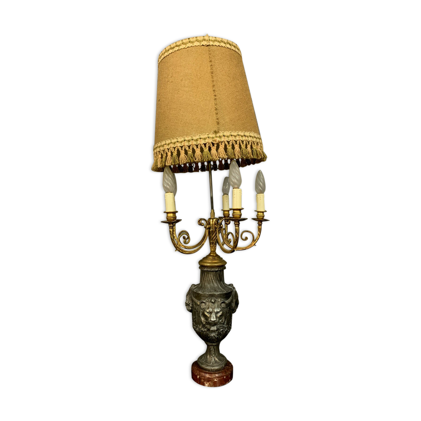 Napoleon III era lamp in antimony, bronze and marble around 1850