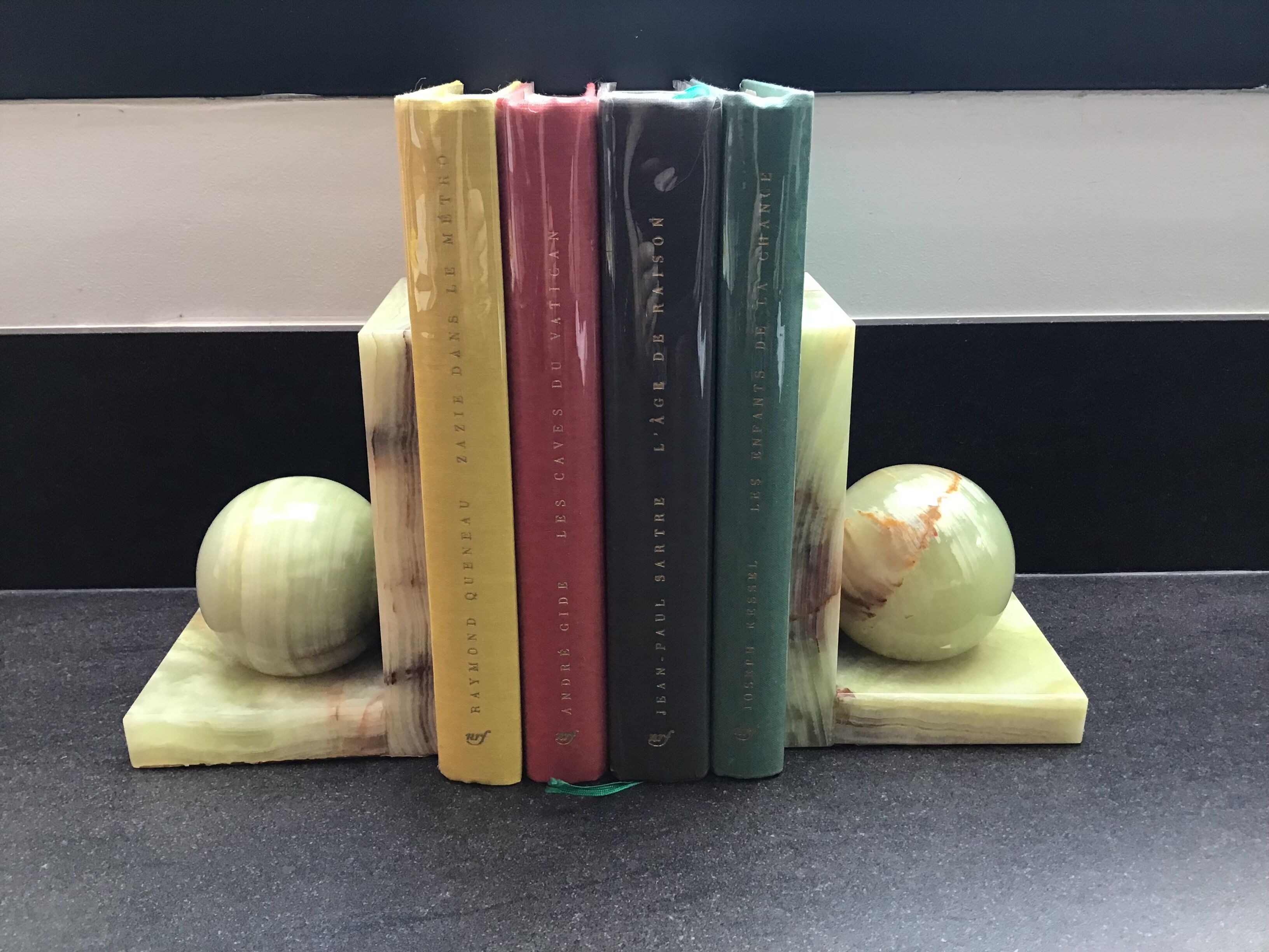 Pair of Art Deco style onyx bookends
