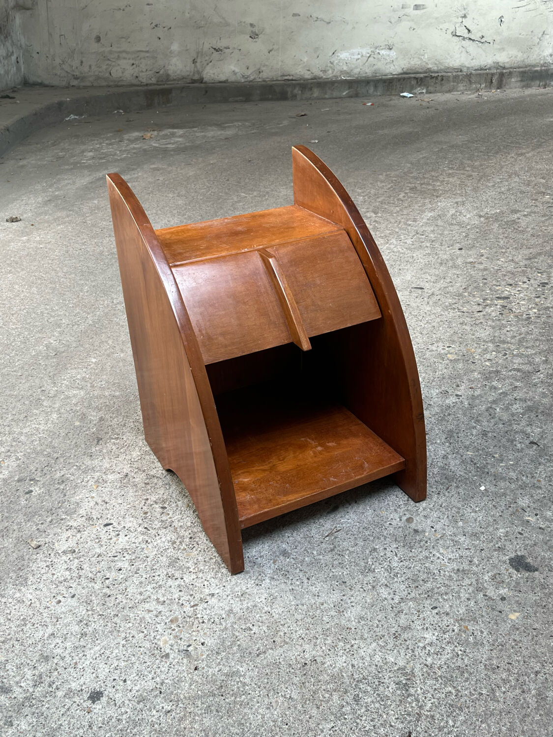 Futuristic wood bedside table 1960