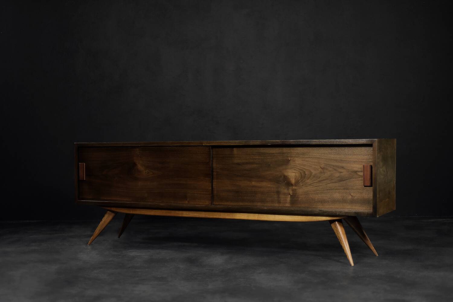Mid-Century Scandinavian Classic Modern Birch Sideboard with Walnut Front, 1960s