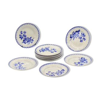 Service de 12 assiettes à dessert, Sarreguemines / Digoin, DONON, vintage, anciennes