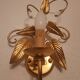 Shabby Wandlampe vergoldet Blattgold Kristallelemente Hollywood Regency 70s