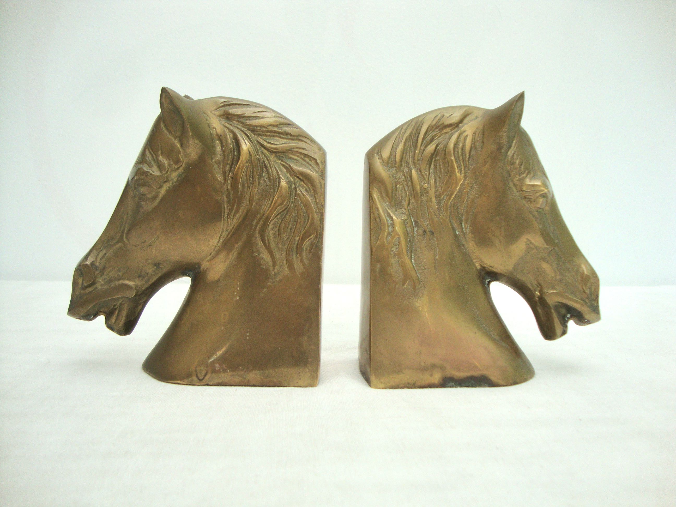Brass horse bookends