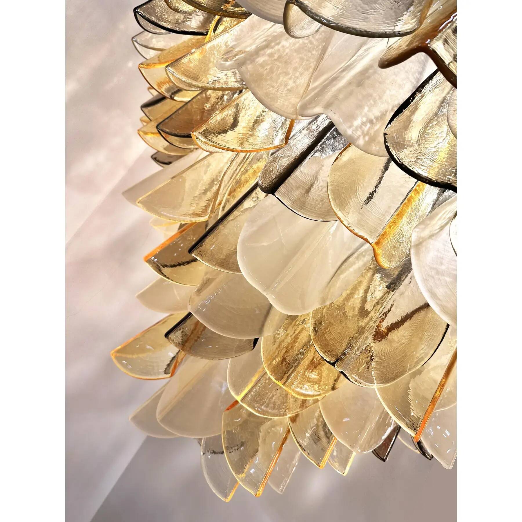 Monumental Italian Amber and Fumè Multicolour “Rondini” Murano Glass Chandelier