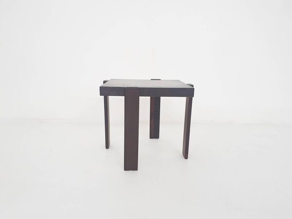 Table d'appoint carrée brun foncé dans le style de Porada Arredi, années 1960