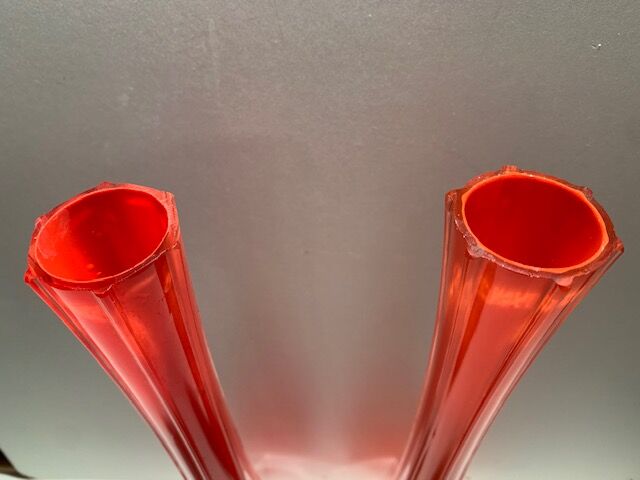 Pair vase soliflore orange glass Murano