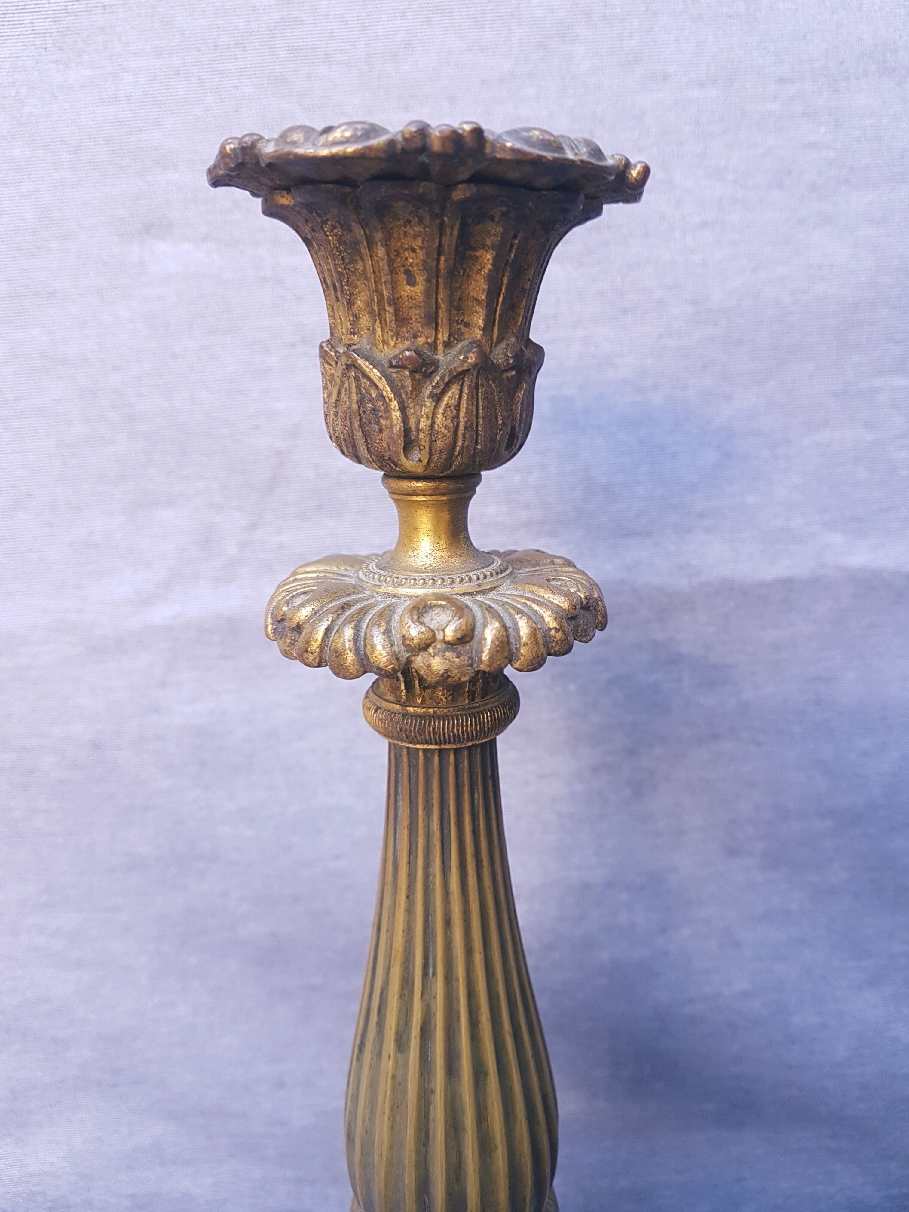 Pair of 18th-century bronze candlesticks Restoration