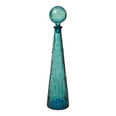 Grande carafe décorative en verre bleu turquoise texturé – Vintage