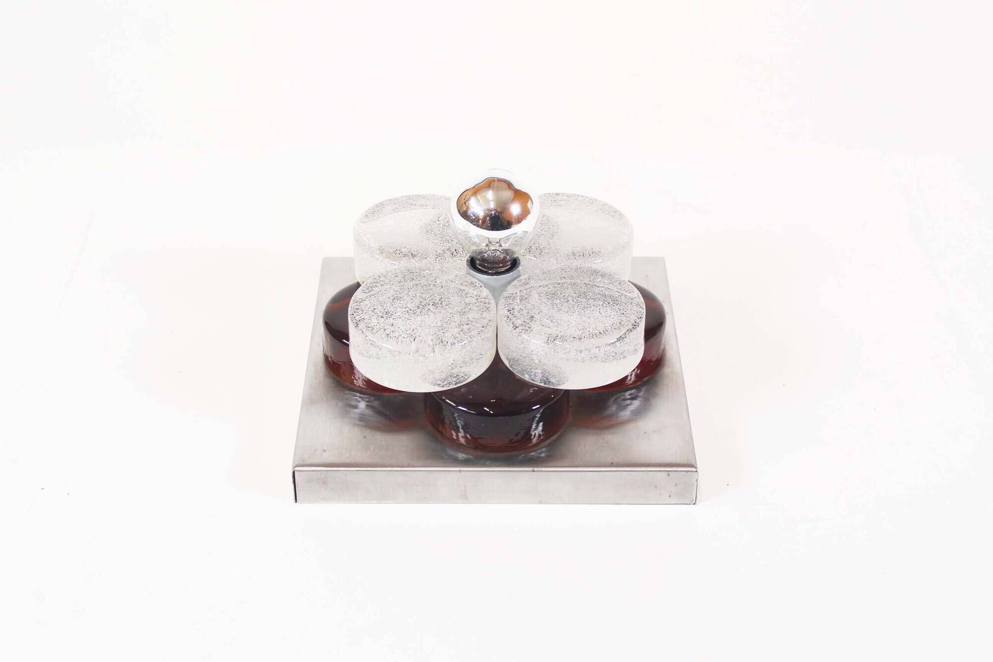 Brutalist glass wall sconce by Albano Poli for Poliarte, Italy 1970's