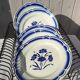 6 old plates on the ground "blue flowers"