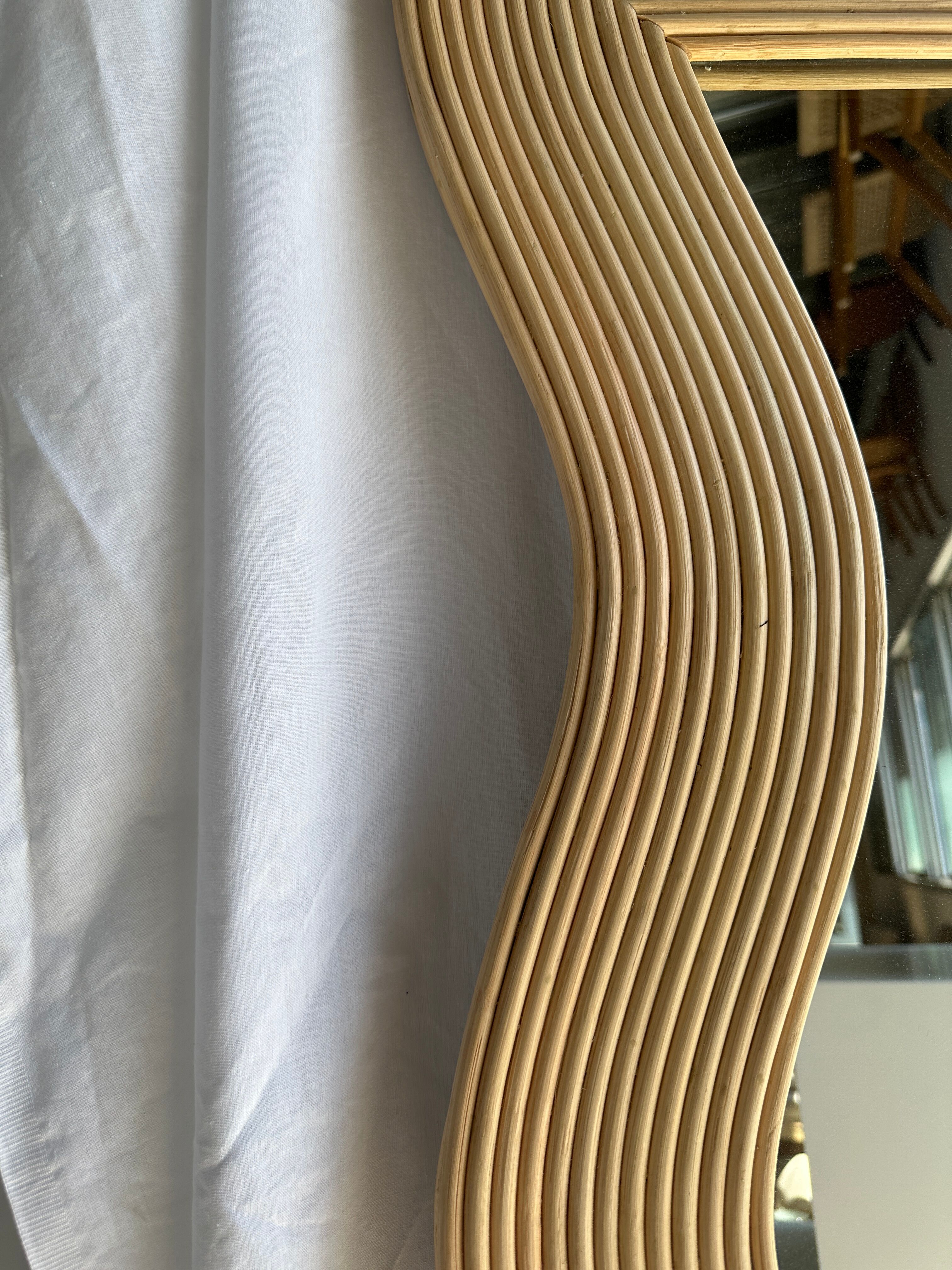 Zigzag rattan foot mirror H:182cm