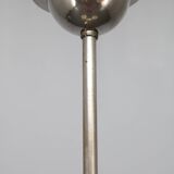 1930s Czechoslovak Art Deco nickel chandelier with rose opaline glass globes