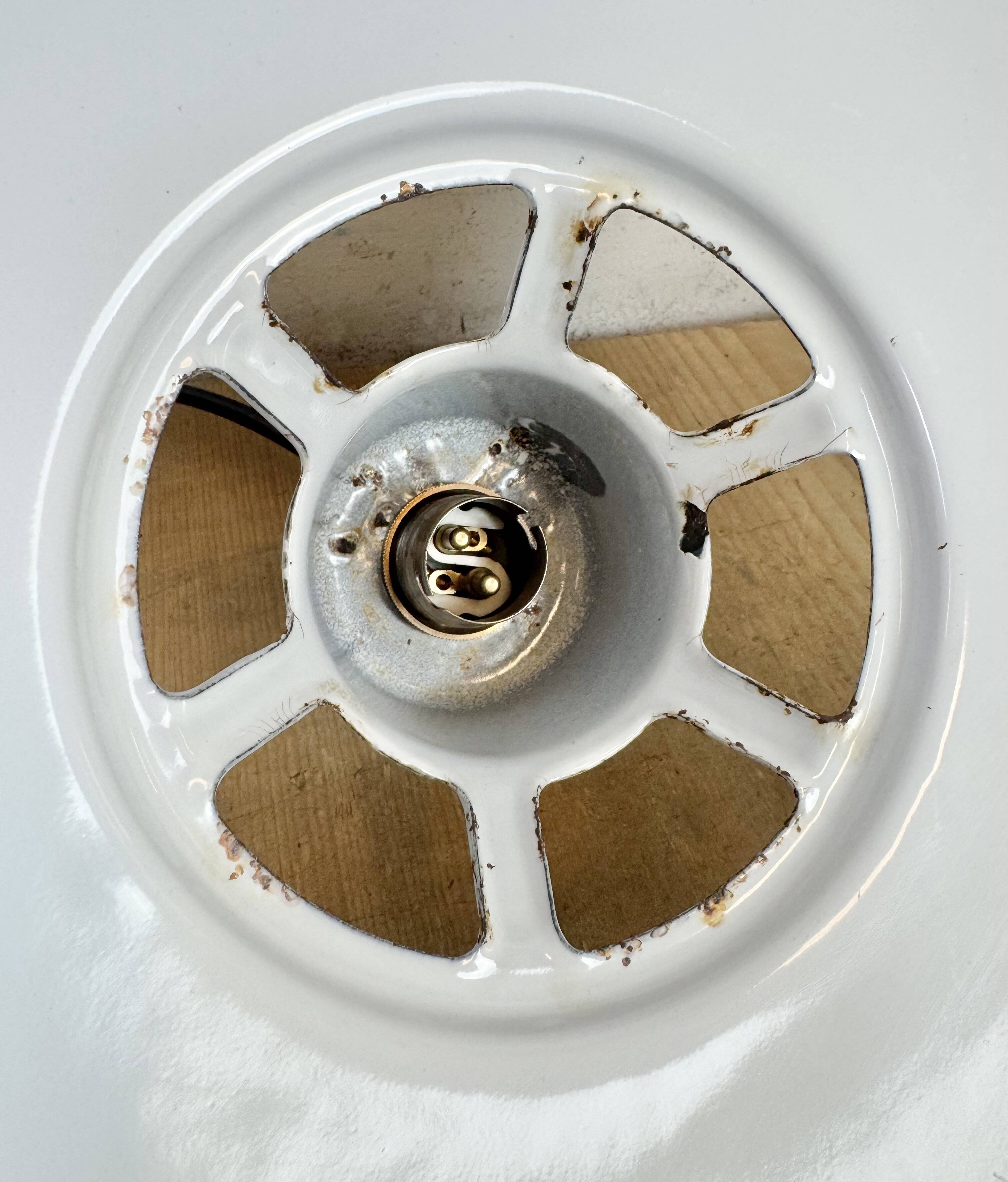 Industrial White Enamel Factory Pendant Lamp, 1960s