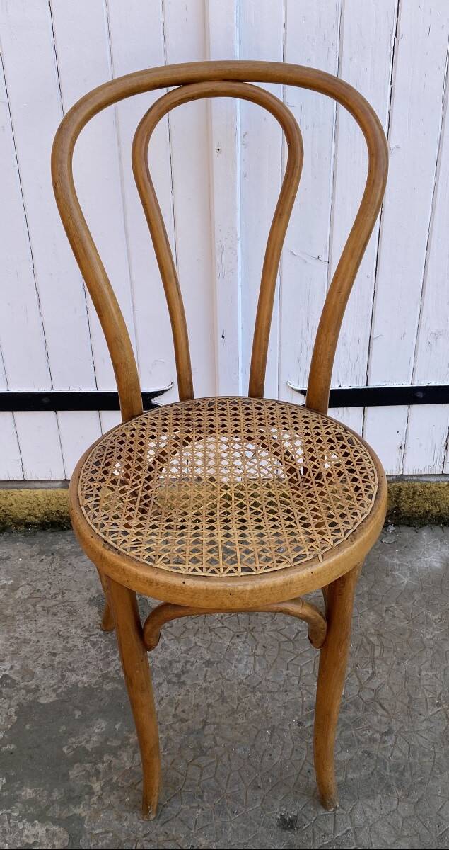 Chaise bistrot en bois courbé et cannage Horgen Glaris, Suisse vers 1900