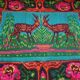 Vintage Romanian rug with deers, nature scenery on a floral background