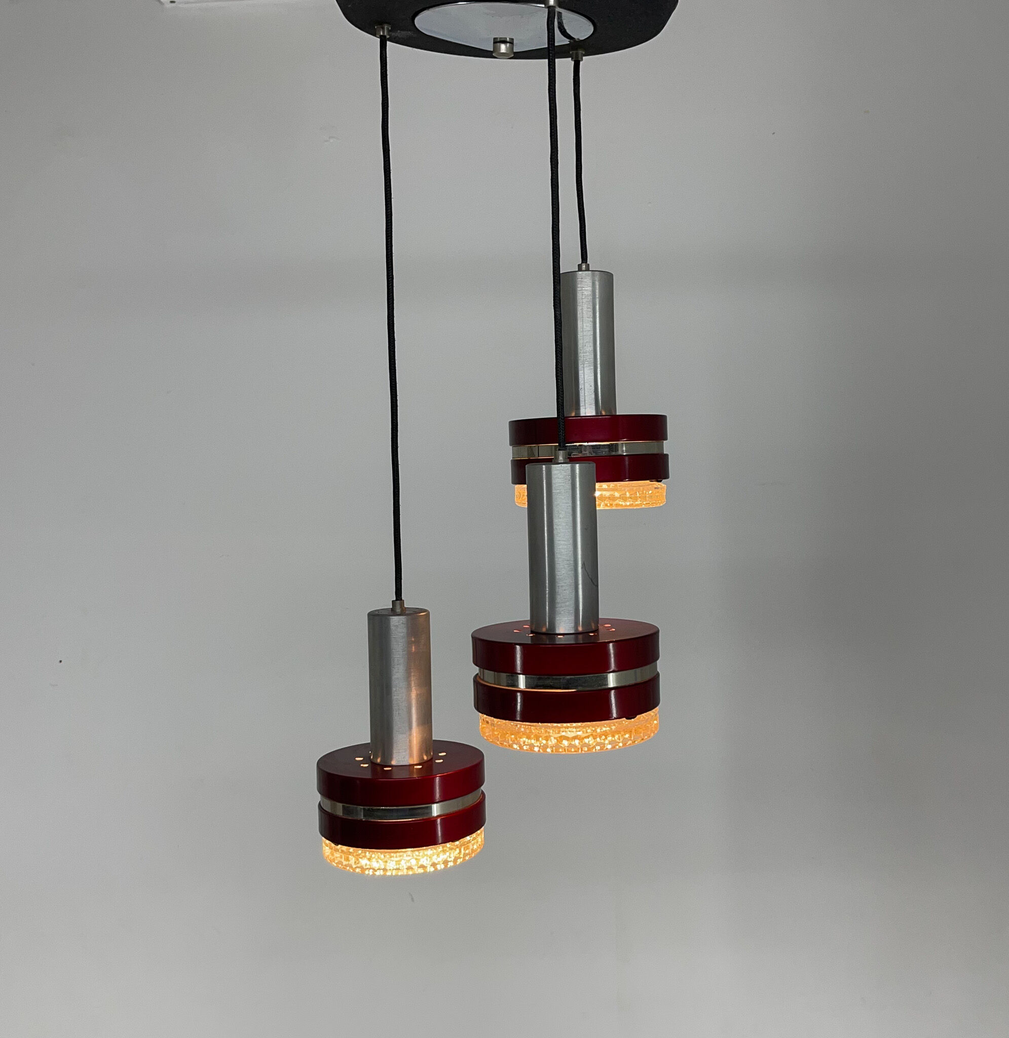 1960's Italian Cascade Metal & Glass Pendant