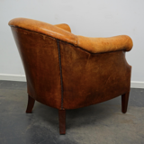 Fauteuil club vintage en cuir couleur cognac Pays-Bas