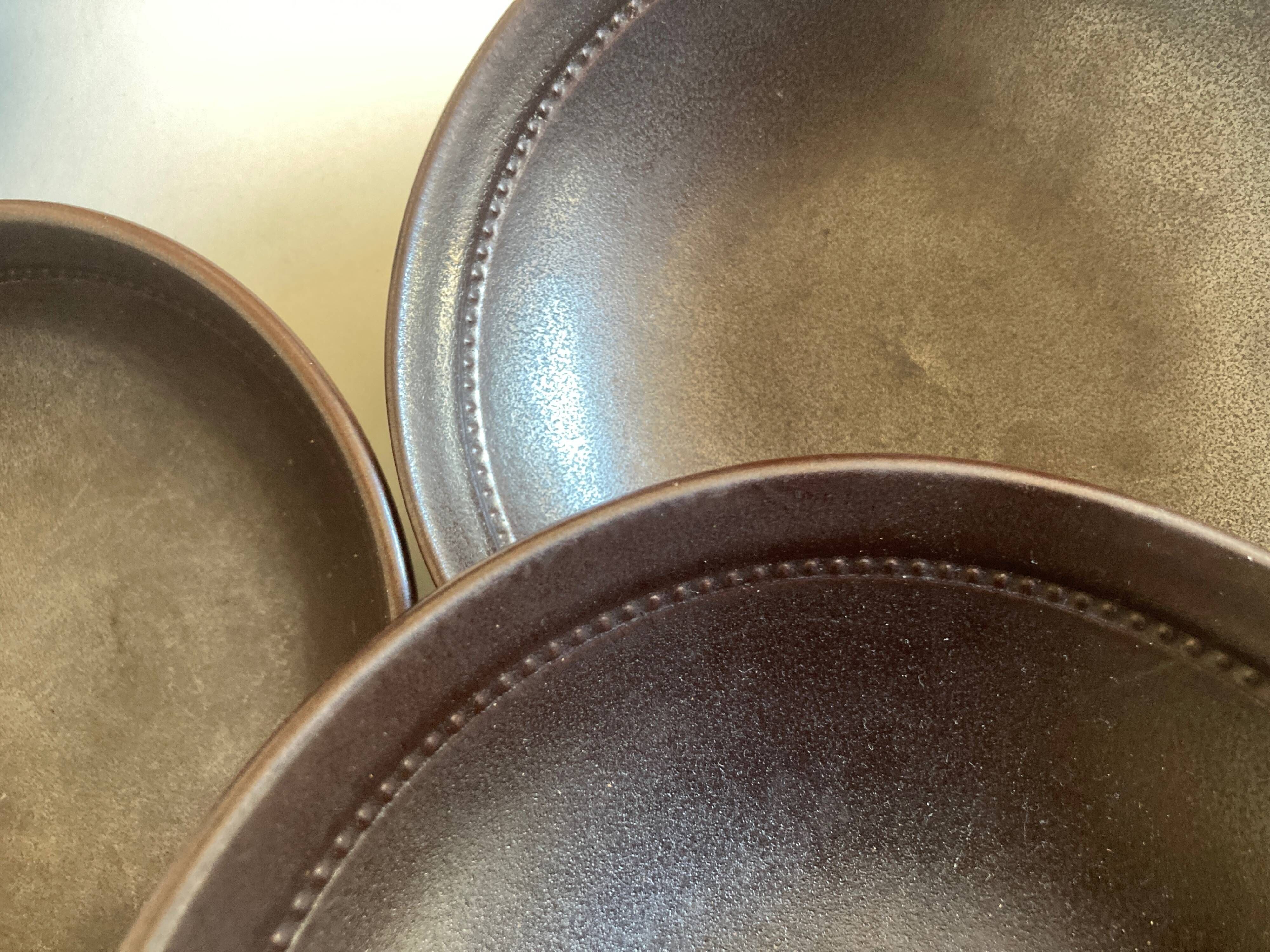 set of 4 plates cap in Scandinavian potter's sandstone Sweden 1960