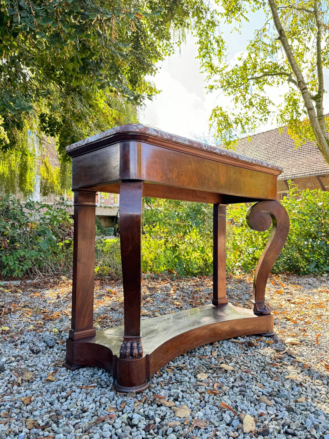 19th Century Empire Style Mahogany Console Table