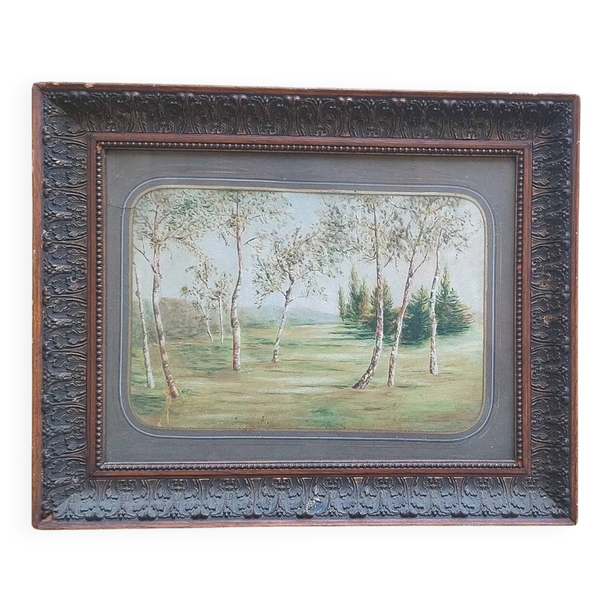 Paysage de campagne encadré, XIXe siècle