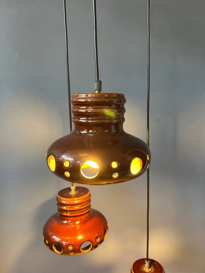 Ceramic pendant lamp West Germany Cascade