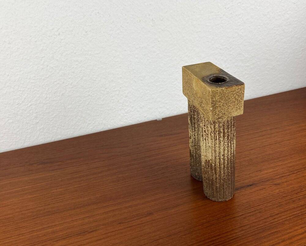 Klaus Lehmann, postmodern brutalist German pottery, sculpted column vase, 1981, ceramic