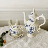 Old English porcelain sugar bowl Myott Staffordshire blue exotic birds decor