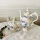 Sucrier ancien en porcelaine anglaise Myott Staffordshire décor bleu exotic birds