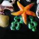 Plate in dabbling, sea decor, fish
