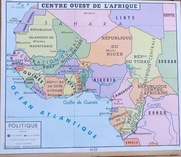 School poster rossignol montmorillon map west central africa n°21-22