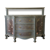 Antique English wooden commode with mirror.