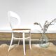 Baumann bistrot mouette chair in white wood and yellow velvet