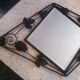 Miroir biseauté art deco en fer forge decor de raisin