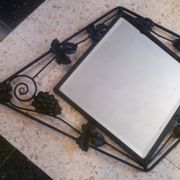 Art deco beveled mirror in wrought iron with grape decor