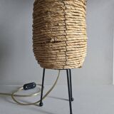 Fiber and metal tripod lamp