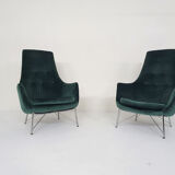 Karl Ekselius for Pastoe FM31 velvet lounge chairs, The Netherlands 1959