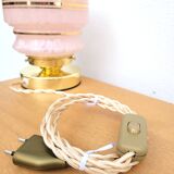 Vintage pink Clichy glass globe lamp