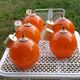Set of 5 orange glass ball pendants from the 70s