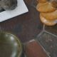 Mid-20th century modern Danish coffee table, wooden frame and ceramic top.