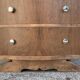 High Art Deco chest of drawers with moustache legs, raw walnut, 1930.