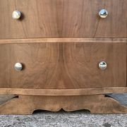 Commode haute art déco pieds moustache noyer brut 1930