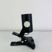 3 clip-on spotlights, black metal, 1960s, vintage
